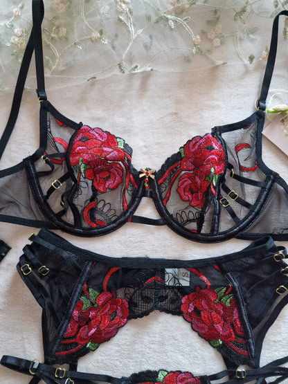 Lingerie set nero rosso