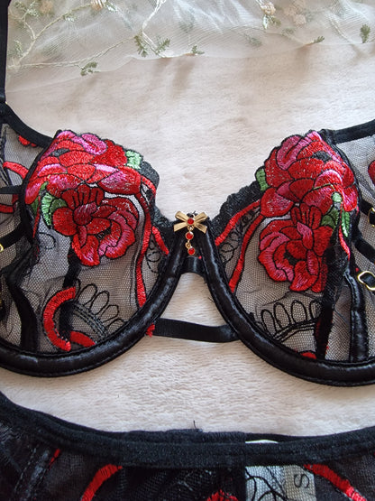 Lingerie set nero rosso