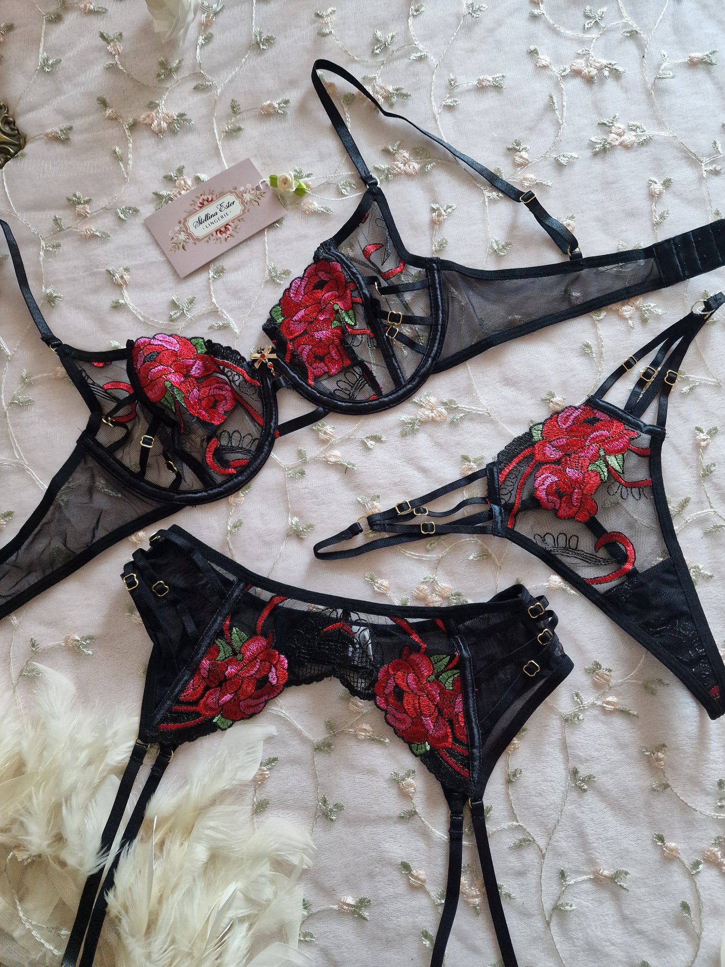 Lingerie set nero rosso