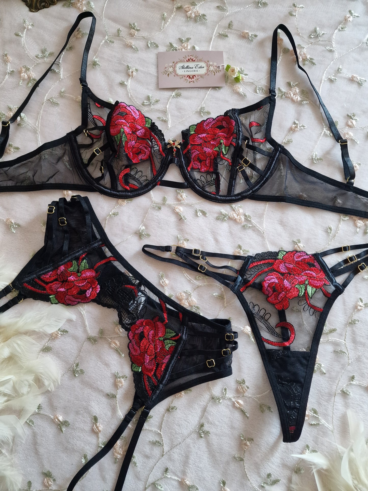 Lingerie set nero rosso