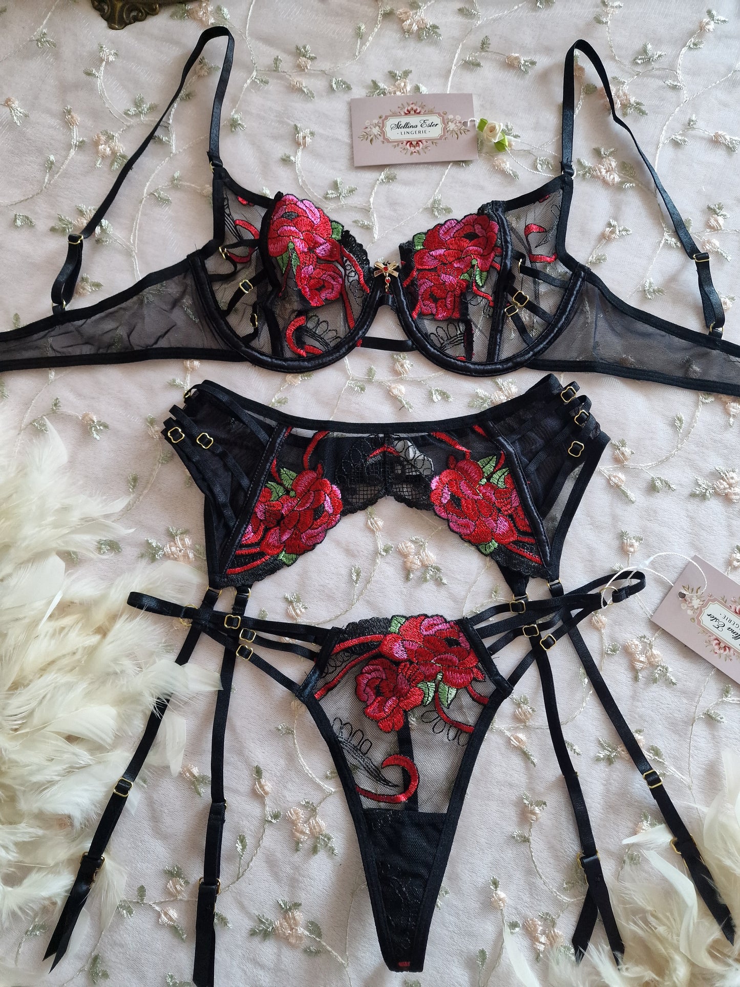 Lingerie set nero rosso