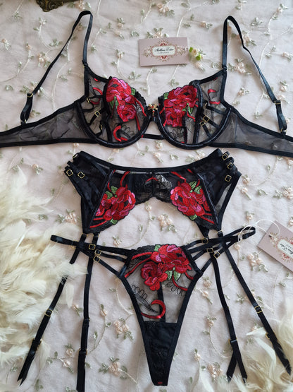 Lingerie set nero rosso
